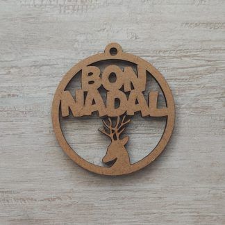 Bola de madera "BON NADAL" con ciervo.