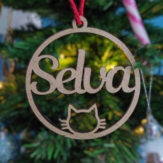 Bola de madera con detalle de gatito