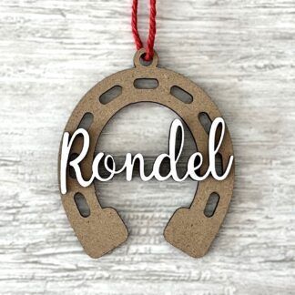 Adorno para el Árbol de Navidad en Forma de Herradura de Madera