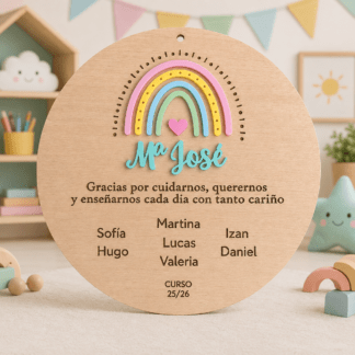 placa para profe arcoiris